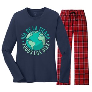 Día De La Tierra Todos Los Días Spanish Earth Day Everyday Women's Long Sleeve Flannel Pajama Set 