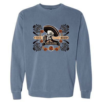 Dia de los Muertos Theme with Skeleton Vocalist Design Garment-Dyed Sweatshirt