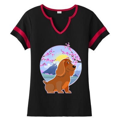 Dachshund Dog Lover Funny Cute Puppy Lover Pet Family Gift Ladies Halftime Notch Neck Tee