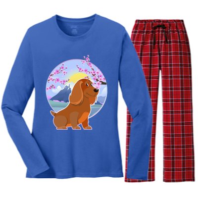 Dachshund Dog Lover Funny Cute Puppy Lover Pet Family Gift Women's Long Sleeve Flannel Pajama Set 