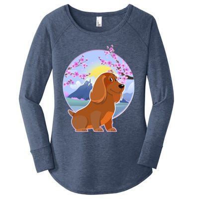 Dachshund Dog Lover Funny Cute Puppy Lover Pet Family Gift Women's Perfect Tri Tunic Long Sleeve Shirt