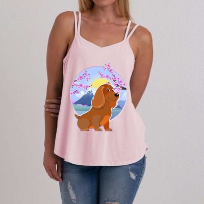 Dachshund Dog Lover Funny Cute Puppy Lover Pet Family Gift Women's Strappy Tank