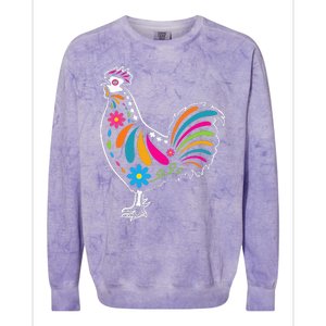 Dia De Los Muertos Halloween Sugar Skull Rooster Colorblast Crewneck Sweatshirt