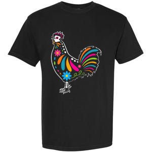 Dia De Los Muertos Halloween Sugar Skull Rooster Garment-Dyed Heavyweight T-Shirt