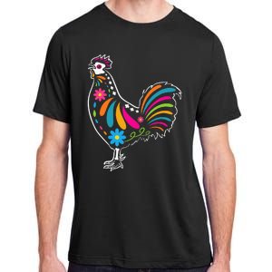 Dia De Los Muertos Halloween Sugar Skull Rooster Adult ChromaSoft Performance T-Shirt