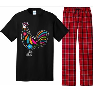 Dia De Los Muertos Halloween Sugar Skull Rooster Pajama Set