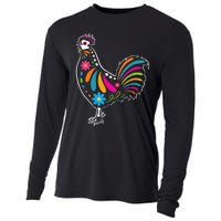 Dia De Los Muertos Halloween Sugar Skull Rooster Cooling Performance Long Sleeve Crew