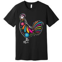 Dia De Los Muertos Halloween Sugar Skull Rooster Premium T-Shirt