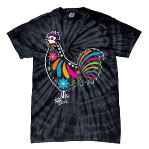 Dia De Los Muertos Halloween Sugar Skull Rooster Tie-Dye T-Shirt