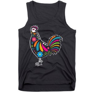 Dia De Los Muertos Halloween Sugar Skull Rooster Tank Top