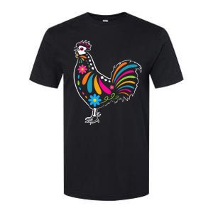 Dia De Los Muertos Halloween Sugar Skull Rooster Softstyle CVC T-Shirt