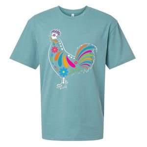 Dia De Los Muertos Halloween Sugar Skull Rooster Sueded Cloud Jersey T-Shirt