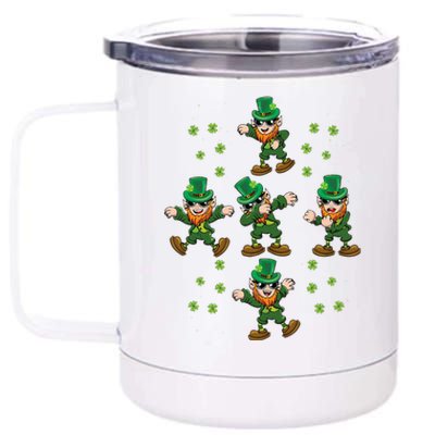 Dab Dancing Leprechaun Shamrock Irish Saint Patricks Day 12 oz Stainless Steel Tumbler Cup