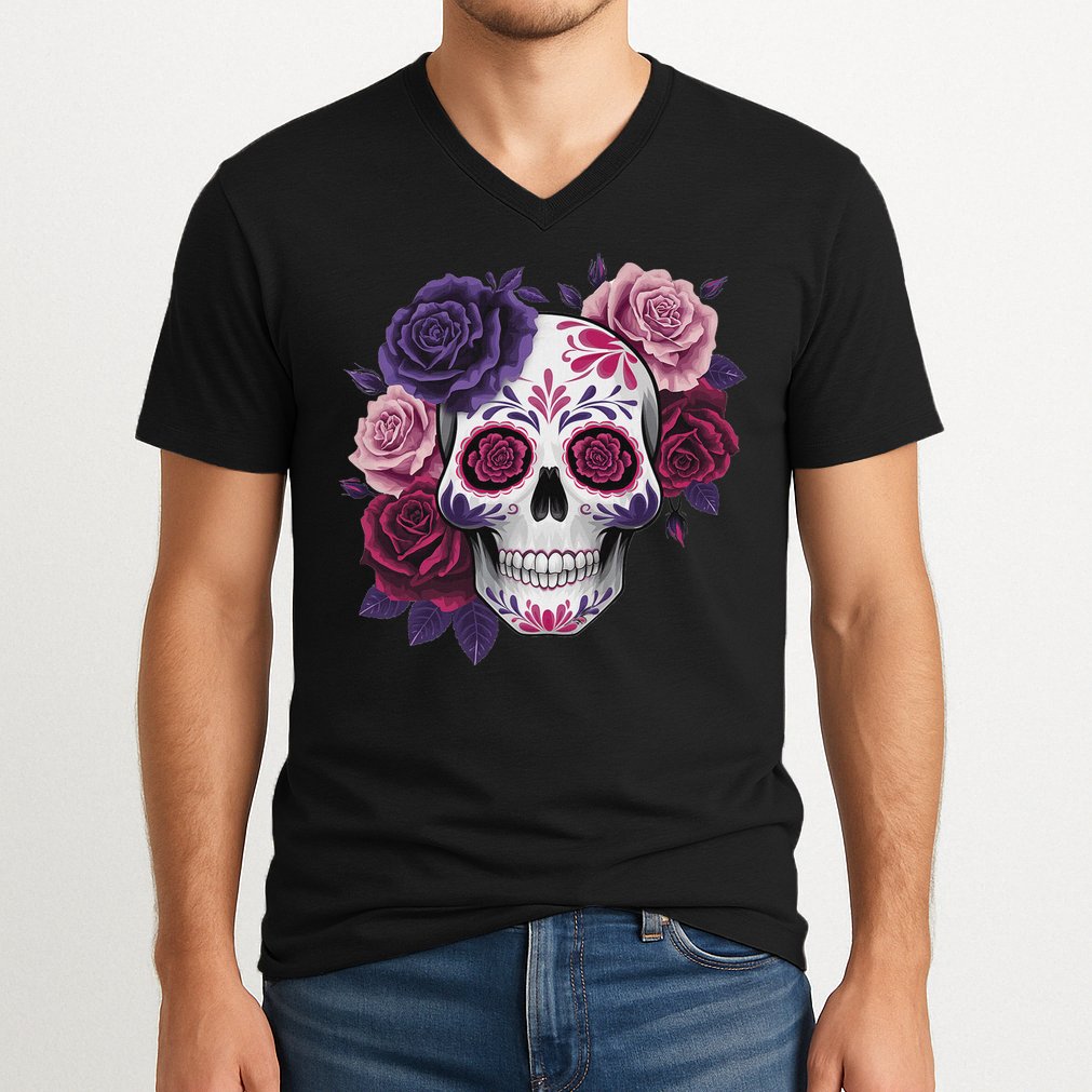 Dia De Los Muertos Costume Day Of The Dead Sugar Skull V-Neck T-Shirt
