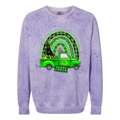 Doberman Dog Leprechaun Hat Truck Shamrock St Patricks Colorblast Crewneck Sweatshirt