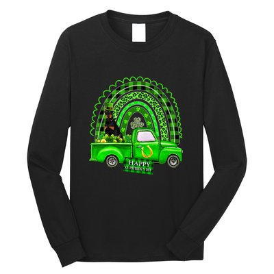 Doberman Dog Leprechaun Hat Truck Shamrock St Patricks Long Sleeve Shirt