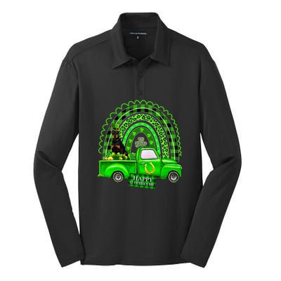 Doberman Dog Leprechaun Hat Truck Shamrock St Patricks Silk Touch Performance Long Sleeve Polo