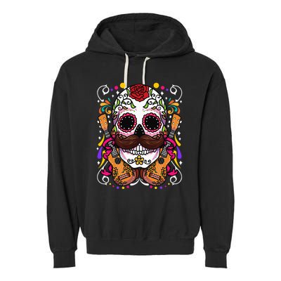 Dia De Los Muertos funny guitar musical Garment-Dyed Fleece Hoodie