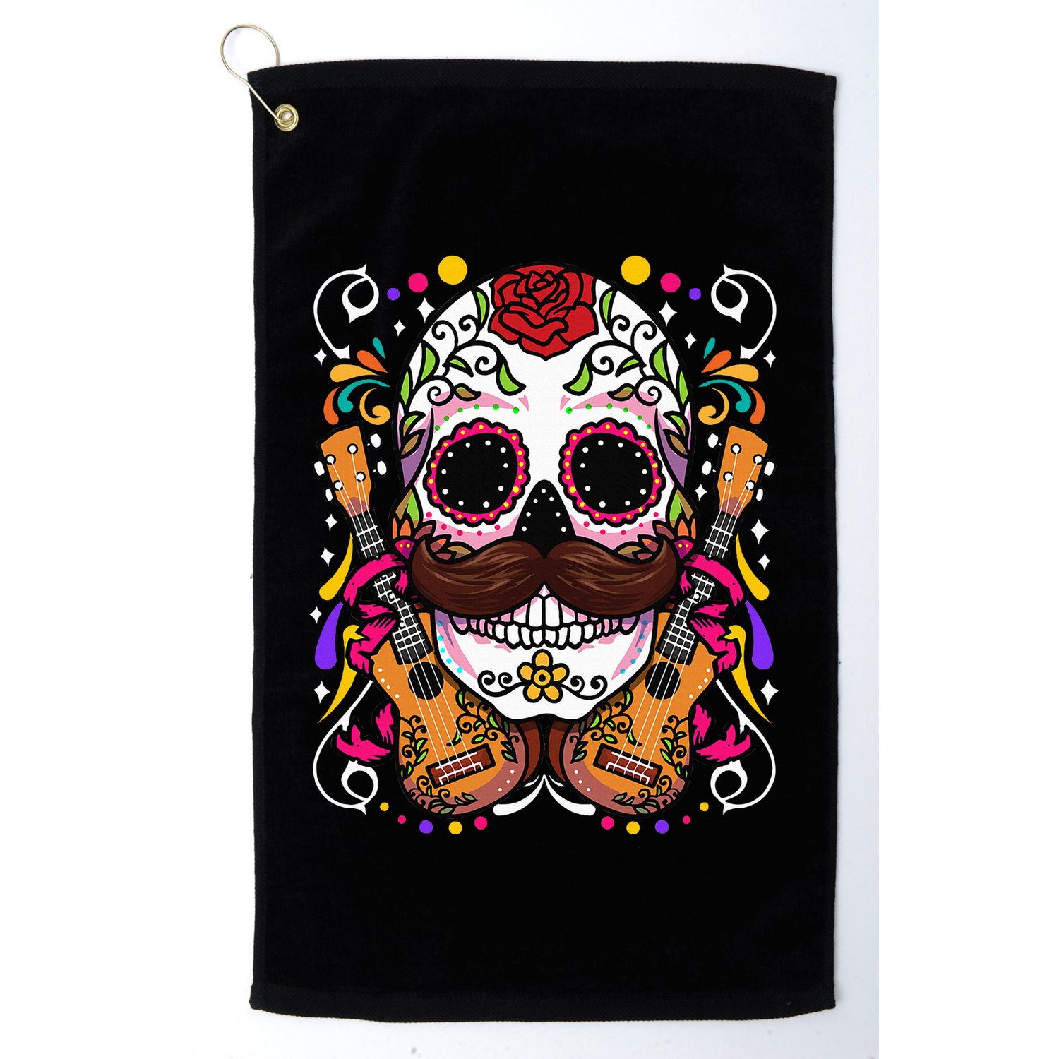 Dia De Los Muertos funny guitar musical Golf Towel