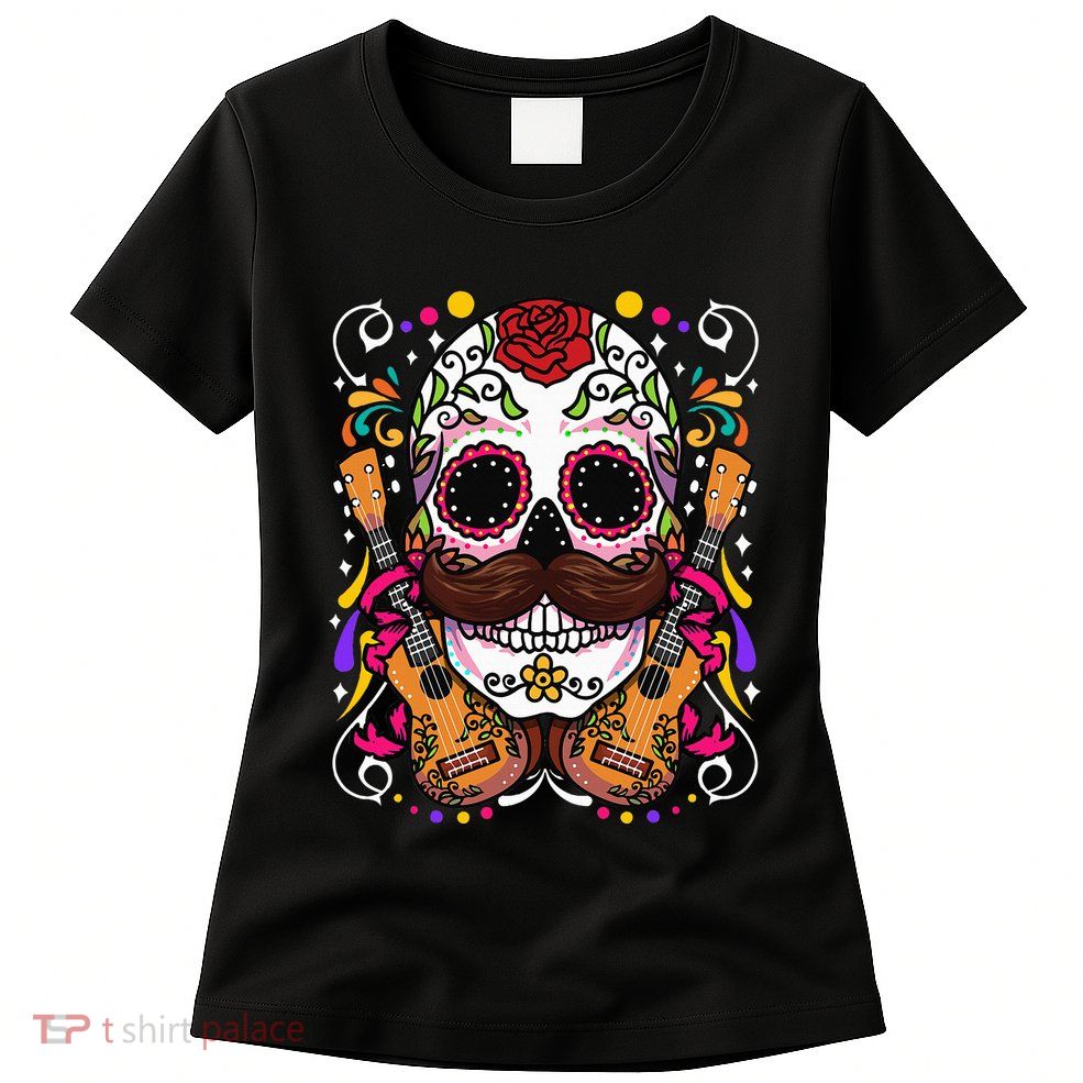 Dia De Los Muertos funny guitar musical Womens T-Shirt