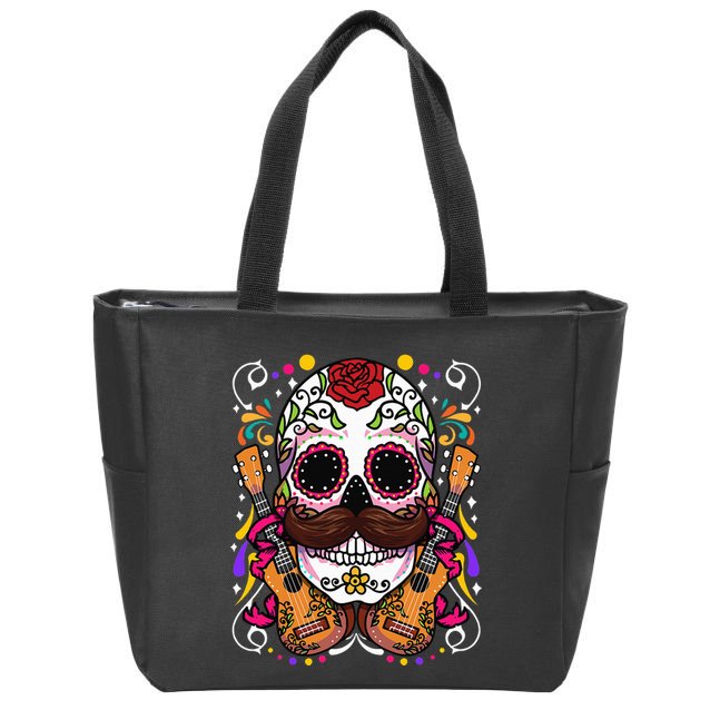 Dia De Los Muertos funny guitar musical Zip Tote Bag