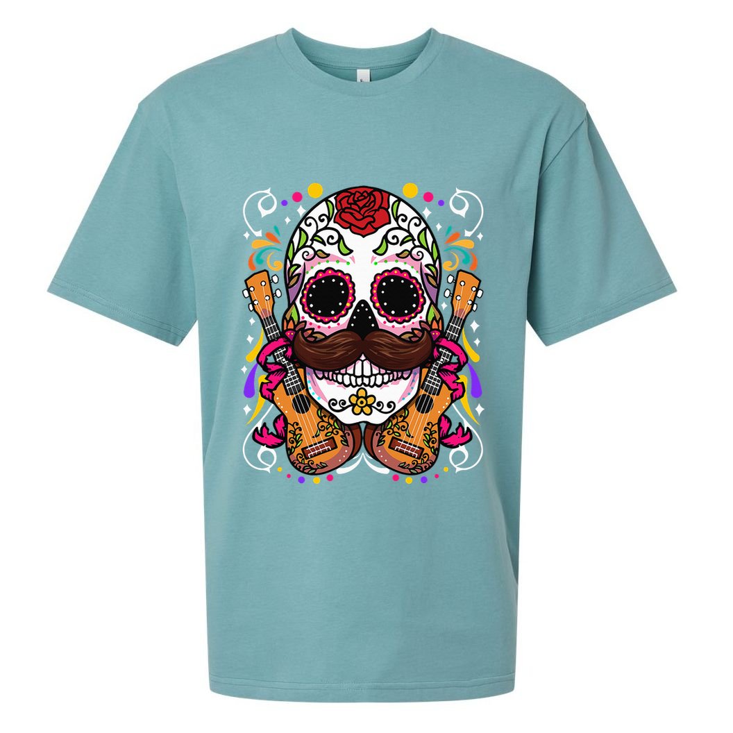 Dia De Los Muertos funny guitar musical Sueded Cloud Jersey T-Shirt