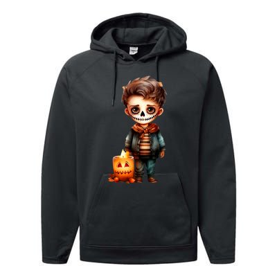 Dia De Los Muertos Cute Skeleton Mexican Sugar Skull Performance Fleece Hoodie