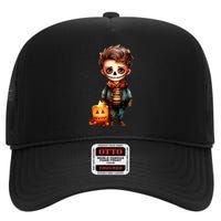 Dia De Los Muertos Cute Skeleton Mexican Sugar Skull High Crown Mesh Back Trucker Hat