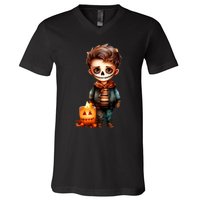 Dia De Los Muertos Cute Skeleton Mexican Sugar Skull V-Neck T-Shirt