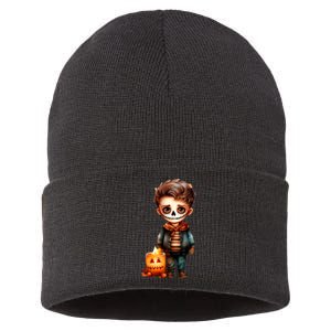 Dia De Los Muertos Cute Skeleton Mexican Sugar Skull Sustainable Knit Beanie