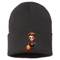 Dia De Los Muertos Cute Skeleton Mexican Sugar Skull Sustainable Knit Beanie