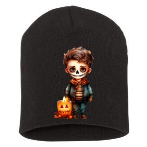 Dia De Los Muertos Cute Skeleton Mexican Sugar Skull Short Acrylic Beanie