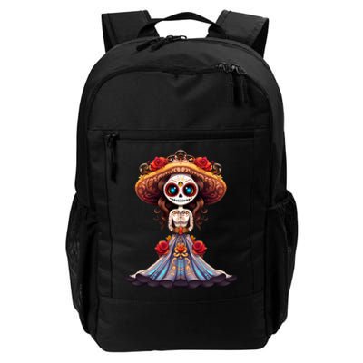 Dia De Los Muertos La Catrina Cute Skeleton Mexican Daily Commute Backpack