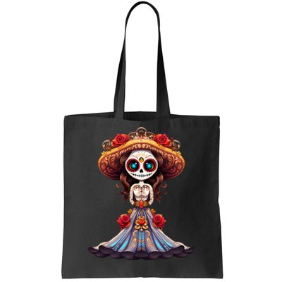 Dia De Los Muertos La Catrina Cute Skeleton Mexican Tote Bag