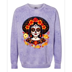 Dia De Los Muertos Day Of The Dead Sugar Skull La Catrina Colorblast Crewneck Sweatshirt