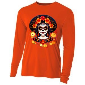 Dia De Los Muertos Day Of The Dead Sugar Skull La Catrina Cooling Performance Long Sleeve Crew