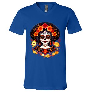 Dia De Los Muertos Day Of The Dead Sugar Skull La Catrina V-Neck T-Shirt