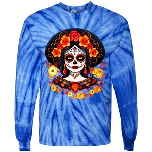 Dia De Los Muertos Day Of The Dead Sugar Skull La Catrina Tie-Dye Long Sleeve Shirt