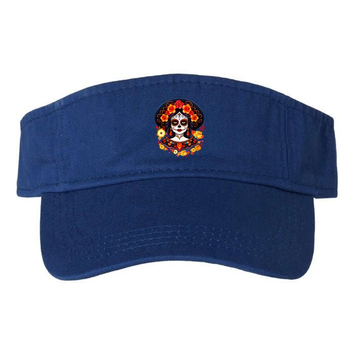 Dia De Los Muertos Day Of The Dead Sugar Skull La Catrina Valucap Bio-Washed Visor