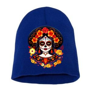 Dia De Los Muertos Day Of The Dead Sugar Skull La Catrina Short Acrylic Beanie