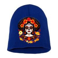 Dia De Los Muertos Day Of The Dead Sugar Skull La Catrina Short Acrylic Beanie