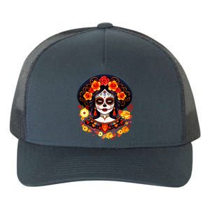 Dia De Los Muertos Day Of The Dead Sugar Skull La Catrina Yupoong Adult 5-Panel Trucker Hat