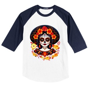 Dia De Los Muertos Day Of The Dead Sugar Skull La Catrina Baseball Sleeve Shirt