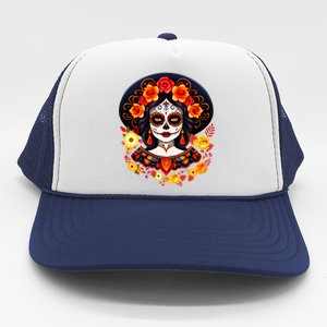 Dia De Los Muertos Day Of The Dead Sugar Skull La Catrina Trucker Hat