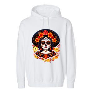 Dia De Los Muertos Day Of The Dead Sugar Skull La Catrina Garment-Dyed Fleece Hoodie