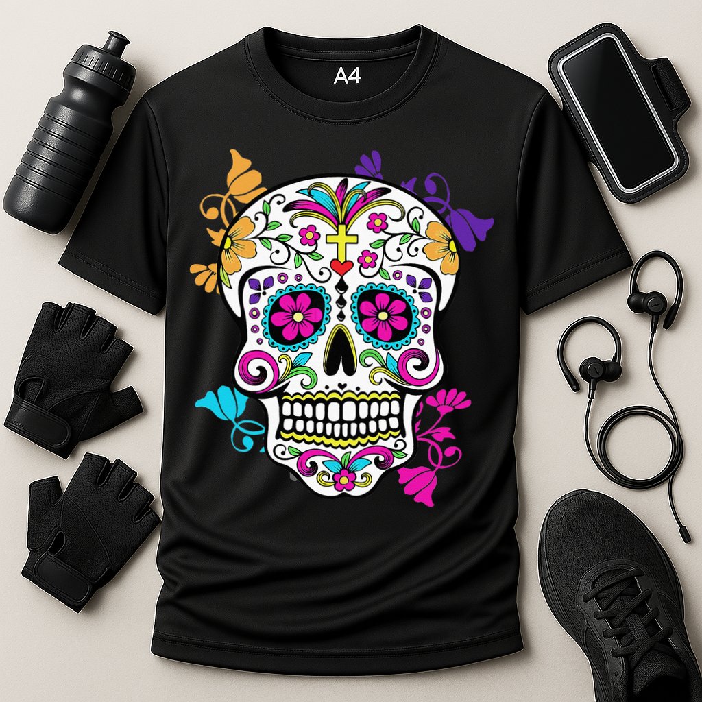 Dia De Los Muertos Sugar Skull Cooling Performance Crew T-Shirt