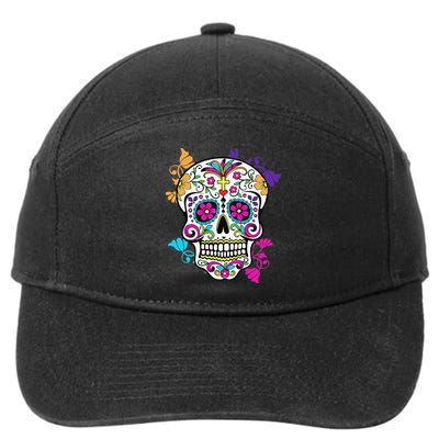 Dia De Los Muertos Sugar Skull 7-Panel Snapback Hat