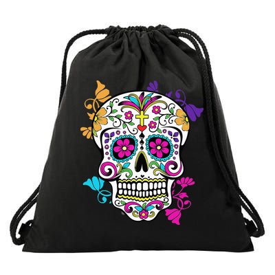 Dia De Los Muertos Sugar Skull Drawstring Bag