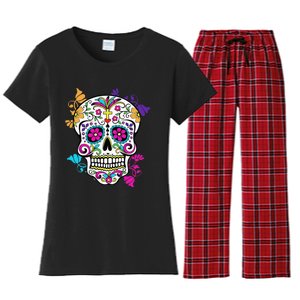 Dia De Los Muertos Sugar Skull Women's Flannel Pajama Set