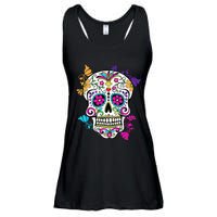 Dia De Los Muertos Sugar Skull Ladies Essential Flowy Tank